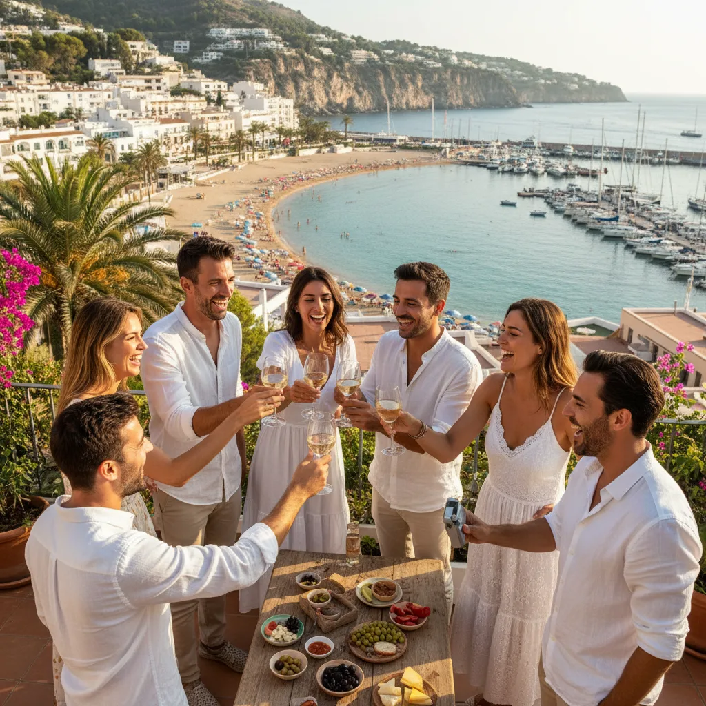 Grupo celebrando despedida en la costa mediterranea
